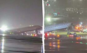 В Нью-Йорке самолет столкнулся с пожарной машиной: пилоты погибли (видео)