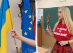 Кандидатка на пост мэра Кракова выбросила флаг Украины в мусорный бак (видео)