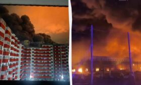 Под Санкт-Петербургом горит огромная промзона с важными предприятиями ВПК (видео)