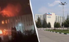 В Белгороде после атаки дронов горит университет, где разрабатывали БПЛА (видео)